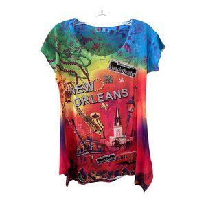 Maxi & Co New Orleans Rainbow French Quarter Graphic Top Women’s Size L